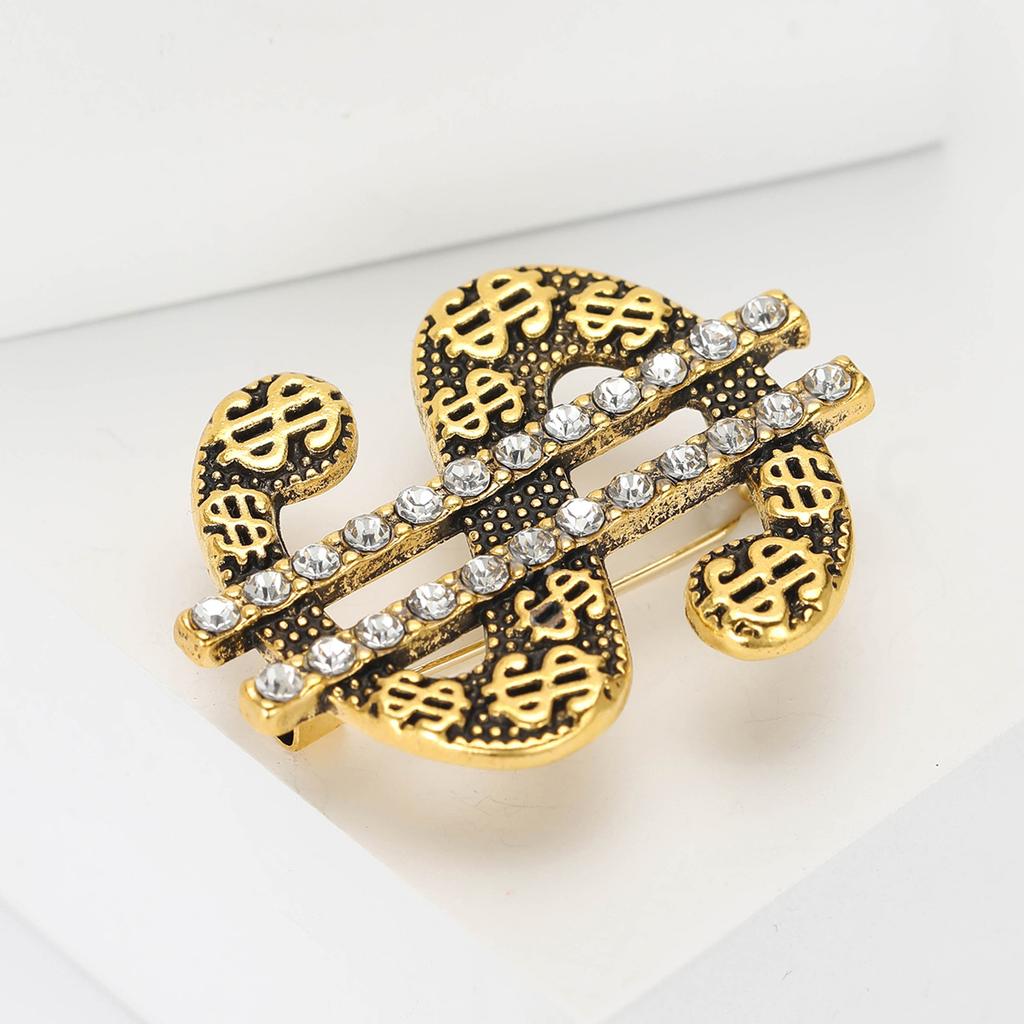 Hip Hop Creative Alloy Dollar Sign Brooch Personality Trend Men'S Suit Coat Corsage Accessories Pin