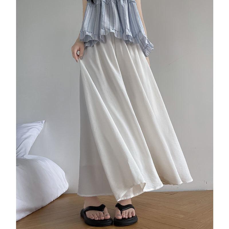 Half-length culottes women's new spring and autumn high-waisted thin and drape word pleated skirt loose casual wide-leg pants skirt