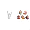 Rock Hand Gesture Sculpture Creative Finger Statue God of Fortune Figurines Tabletop Mini Resin