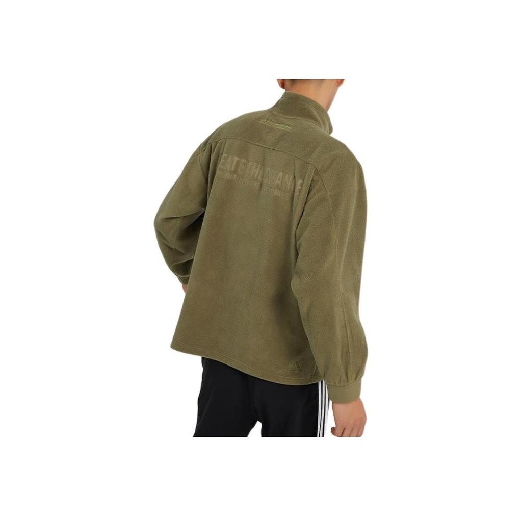 Adidas HZ Track Top Embroidered Letter Knit Crewneck Sweatshirt Men Tops Olive IB2765