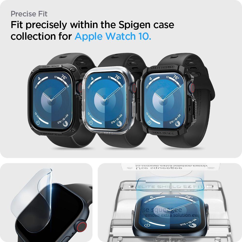 Spigen Elite Shield EZ FIT Hybrid Glass Screen Protector 2-Pack for Apple Watch Series 10 (46mm) - Clear