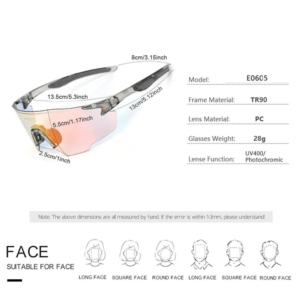 Neue photochrome polarisierte Radbrille Herren Damen Fahrradbrille UV400 Schutz Brille Sonnenbrille MTB Rennradbrille