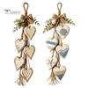 Decorative Living Room Art Farmhouse Hanging Heart Wall Decor with 5 Layer Wooden Hearts, Vintage Boho Wood Natural Accent Trinket Shelf for Bedroom,
