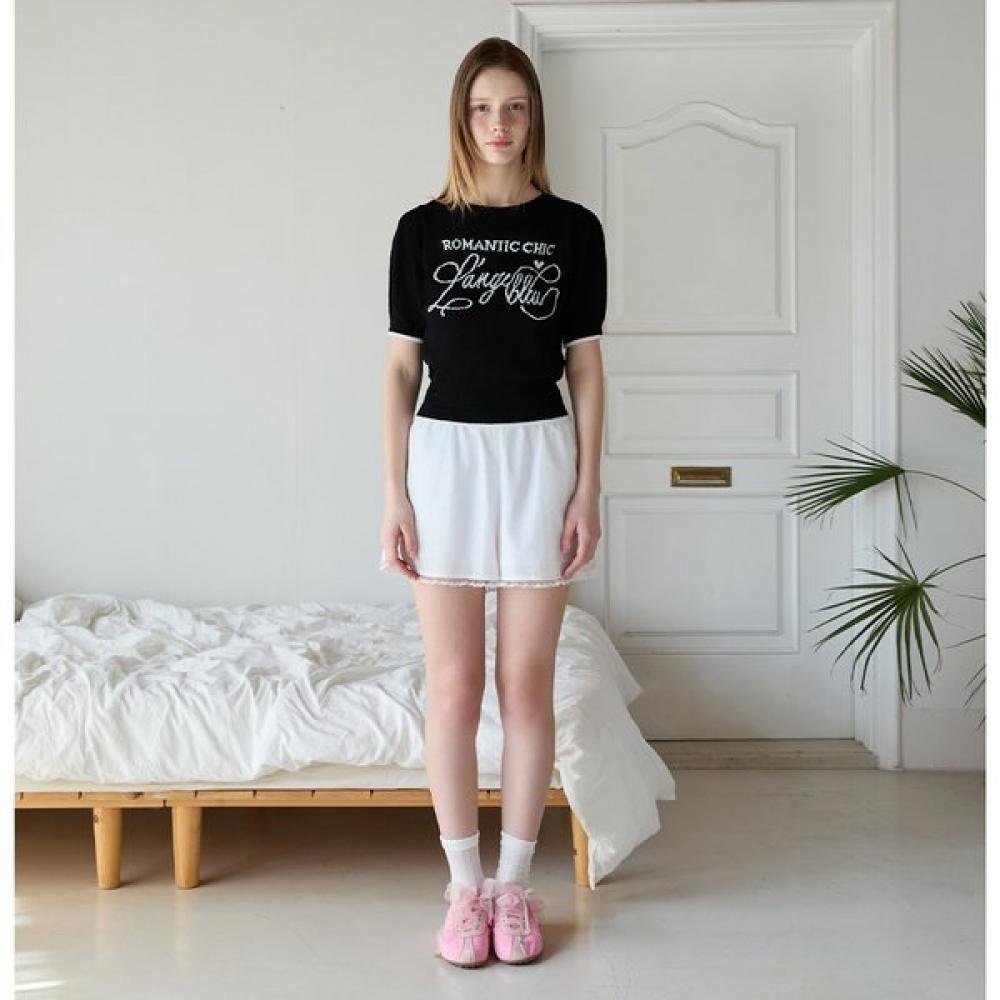 Egoist Volume Boucle Lettering Short Sleeve Knit  Es2okh02 