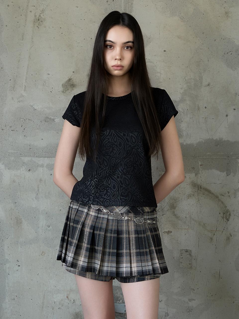 Dear Me Jacquard Pattern Short Sleeve [Black] S