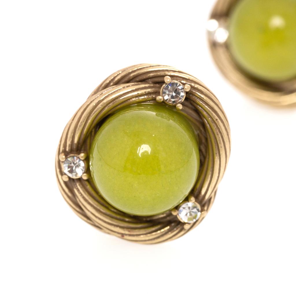 Medieval Vintage Vintage Texture Copper Alloy Greenstone Woven Button Earrings High-End Three-Dimensional Silver Needles, Earrings