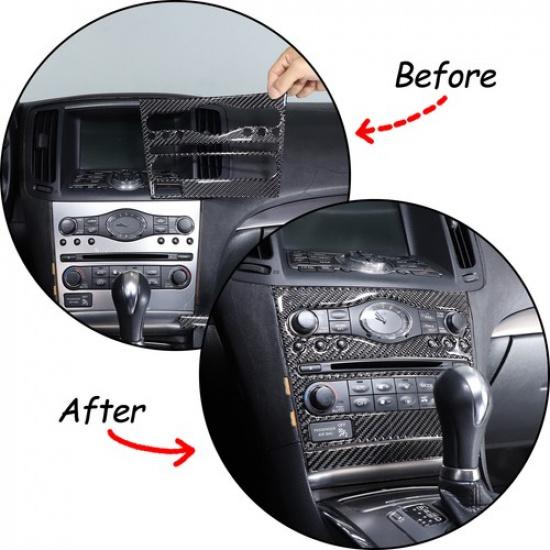 Carbon Fiber Interior Radio Console Cover Trim Sticker For Infiniti G37 2007-13