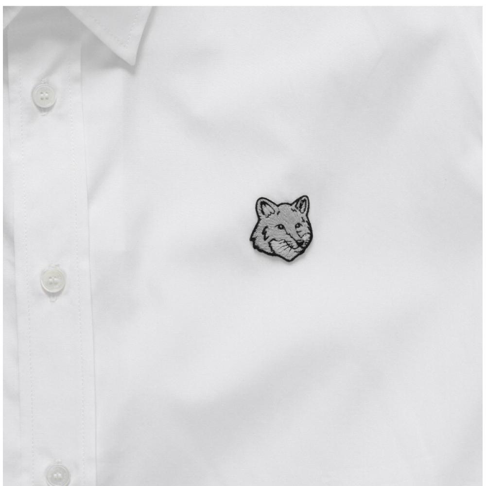 Maison Kitsune Mm00412wc5010 P100 Bold Fox Patch Poplin Mens Shirt
