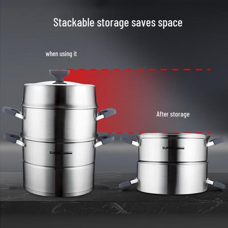 

Supor 28cm 3-Layer 304 Stainless Steel Steamer Pot