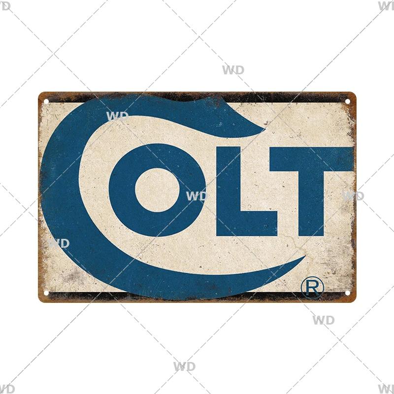 Pistola Co2 Arma Metal Brand Colt Gun Poster Vintage Metal Tin Sign Retro Plaque Plate for Garage Man Cave Tools Wall Decor