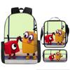 Digital Building Block Numberblocks School Bag Large Capacity Polyester Backpack Satchel Bag Pencil Bag Backpack Three-Piece Set