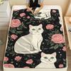 Cartoon Images of Cats Dogs Print Flannel Blanket,High Quality Comfortable for All Seasons,Home Decor,Warmth and Comfort,Perfect for Christmas Gifts