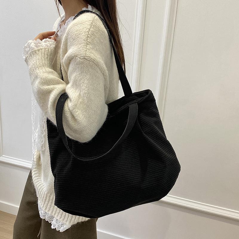 Casual Large-capacity Tote Bag Corduroy Bag New Autumn and Winter Shoulder Handbag Commuter Bag