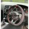 CARDAK Schwarzes Wildleder Leder Auto Lenkradbezug für Volkswagen Golf 7 MK7 GTI R VW Polo Scirocco 2015 2016