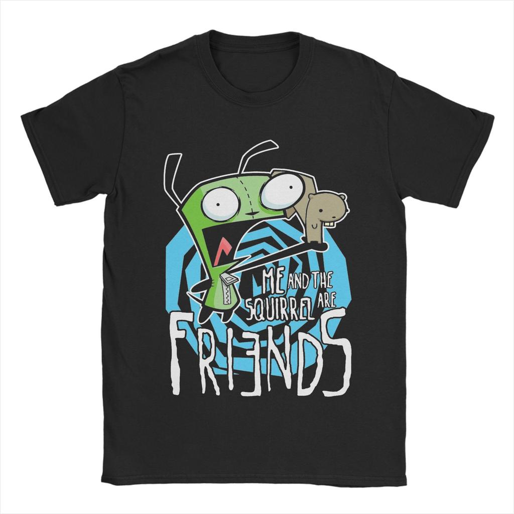 Funny Invaders Zims GIR T Shirt Men's Cotton Short Sleeve Crewneck Summer Clothes