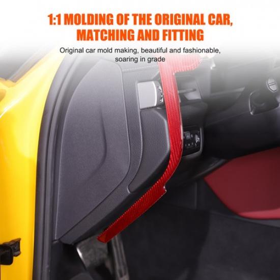 For Toyota Supra 19-24 Red Carbon Fiber Interior Door Anti-collision Cover Trim