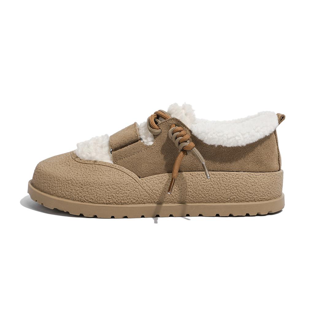 velvet cotton shoes women's genuine leather with hair and thicker 2025 winter new retro versatile wool shoes warm thick-soled snow shoes