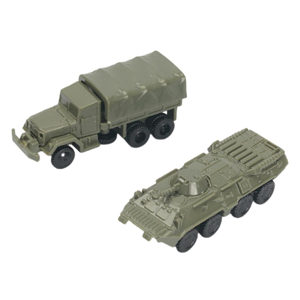 2Pcs 1/144 Vehicle Model Building Kits Education Tabletop Decor 4D M35 Truck