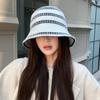 Korean Version of Autumn and Winter New Hat for Women Fashion Striped Plush Fisherman Hat Warm In Winter Small Bucket Hat