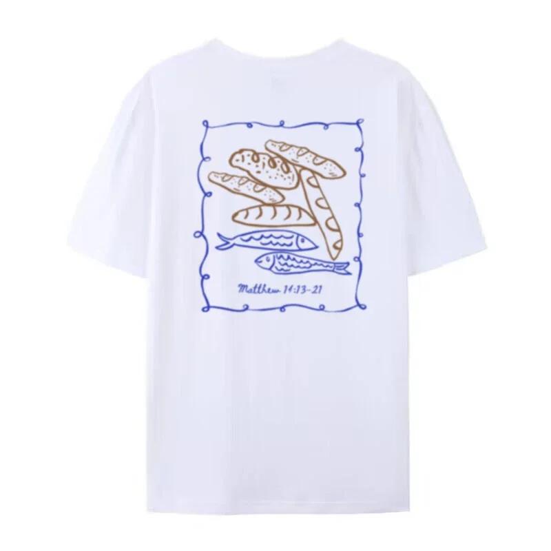 

Fish Loaves Back Print Shirt Vintage Cotton Bible Verse Tshirt Cute Jesus Math Tee Faith Apparel Women Unisex Christian TShirts S