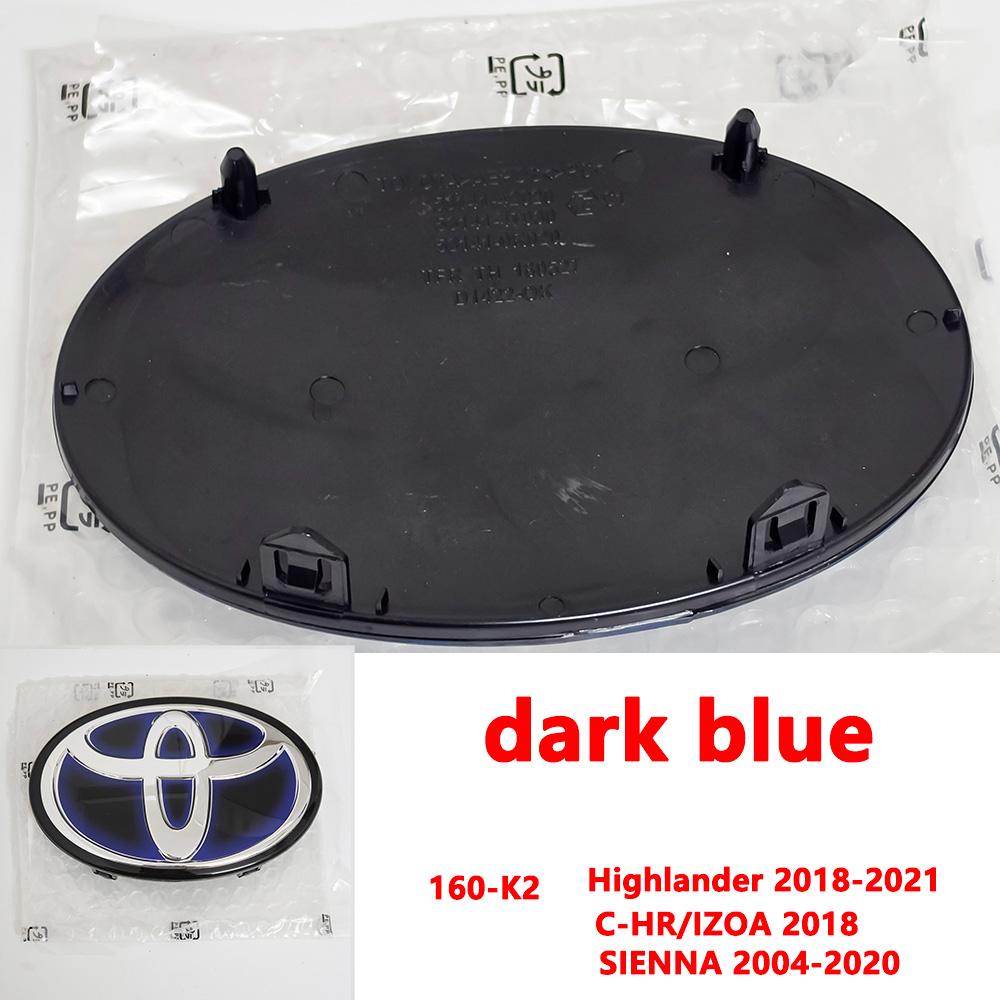 VJN4 For Toyota RAV4 Corolla Camry Land Cruiser Sienna C-HR AVALON Front Grille Hood Badge Replacement Dark Blue Hybrid Logo