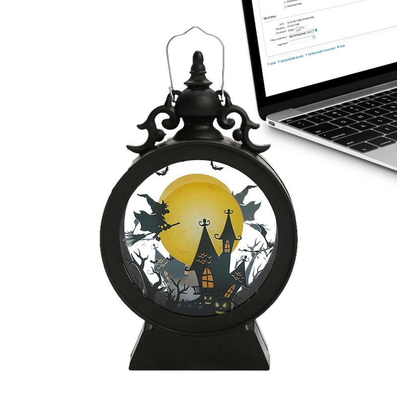 Halloween Witch Pumpkin Lantern Portable LED Vintage Castle Lantern For Table Centerpieces Windows Walls Decoration