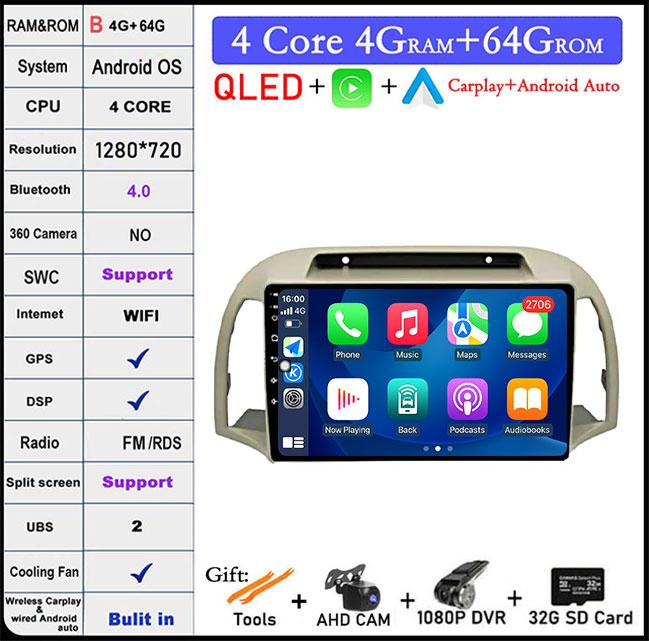 QLED Screen DSP For Nissan March 2002 - 2010 Android 14 Car Radio GPS Multimedia Video Player Stereo Navigation