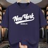 Camiseta de Manga Corta Casual Deportiva de Algodón de Moda para Hombre Verano Holgada Estampado de Letras de Nueva York Brooklyn Cuello Redondo Top