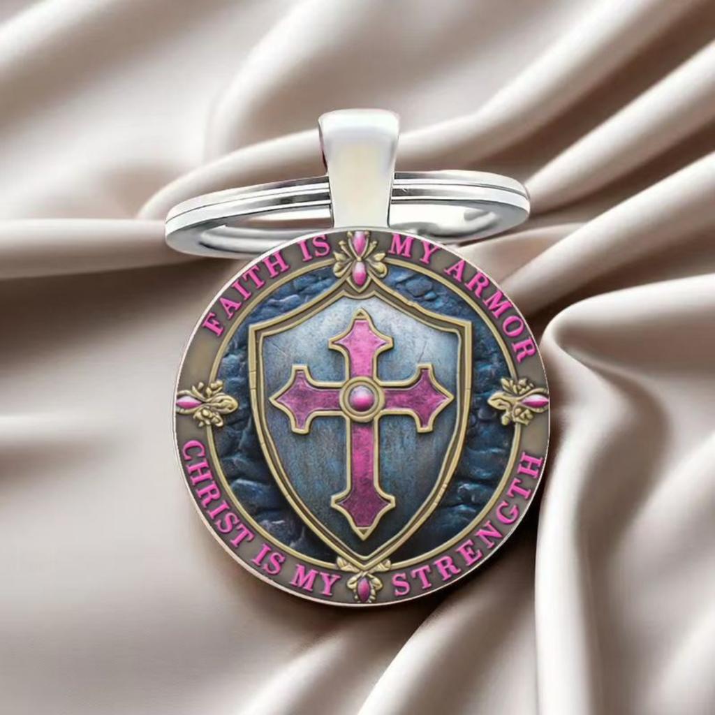Přívěsek na klíče s drahokamem Badge Time, přívěsek Cross Border, kovový přívěsek na klíče