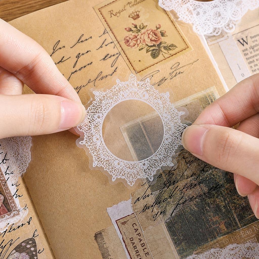 Transparent Lace Stickers for Scrapbooking Journaling Decorative PET