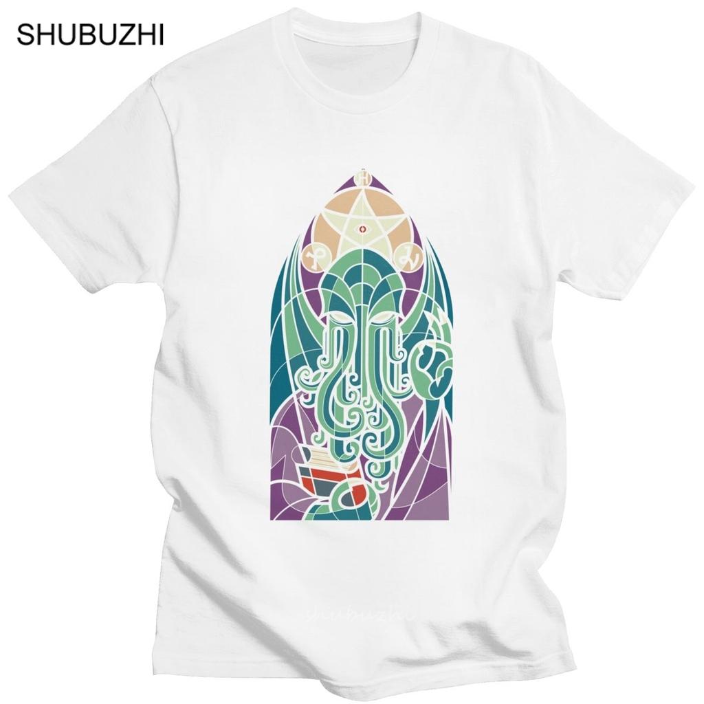 Handsome Church Of Cthulhu T Shirt Men Short Sleeve Cotton TShirt Graphic HP Lovecraft Tee Miskatonic Tshirt Designer Apparel