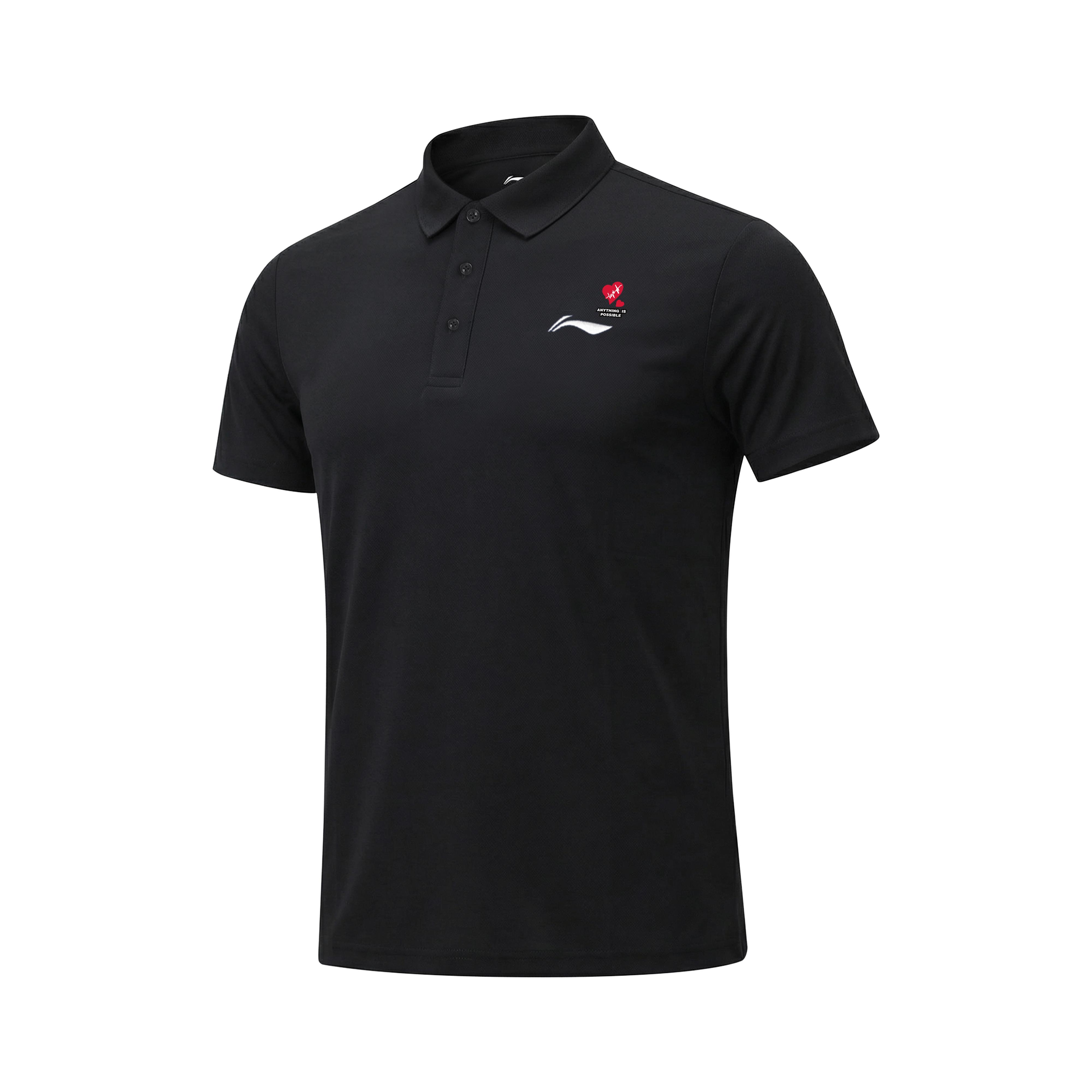 

Li-Ning Fitness Casual Ice Silk Quick-Dry Breathable Short Sleeve Polo Shirt Unisex tops Black YPLV043-2A1 M
