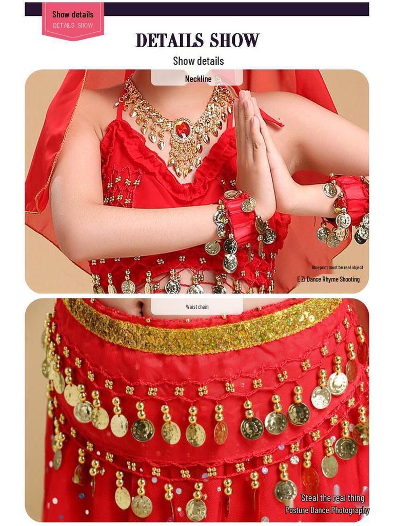 Children's Indian Dance Costume - Girls Belly Dance and Ethnic Performance Outfit