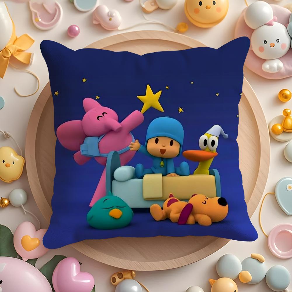 Cartoon Cute P-Pocoyo Pillow Case Short Plush Double-Sided Printing Home Machine Washable In Warm Winter Cushion Cover