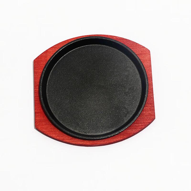 ZISIZ Teppanyaki Cast Iron Plate with Wooden Base