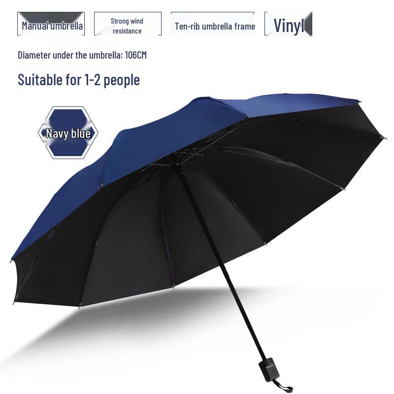 Oversized 10-Rib Manual Tri-Fold Umbrella