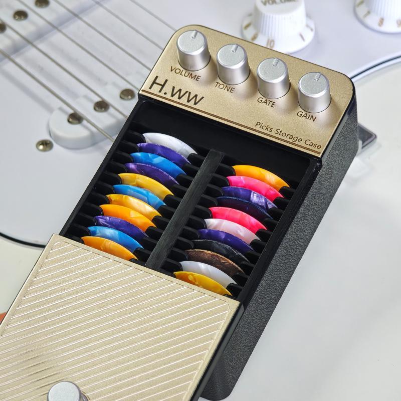 High Quality Faux Leather Guitar Pick Holder Case Slide Cover Stompbox Effect Pedal Style Stage Accessory Guitarist Gift