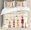 Skyline Duvet Cover Set for Adults Queen King Lightweight Quilt Cover with 2 Pillowcases City Buildings Bedding Set No Comforter