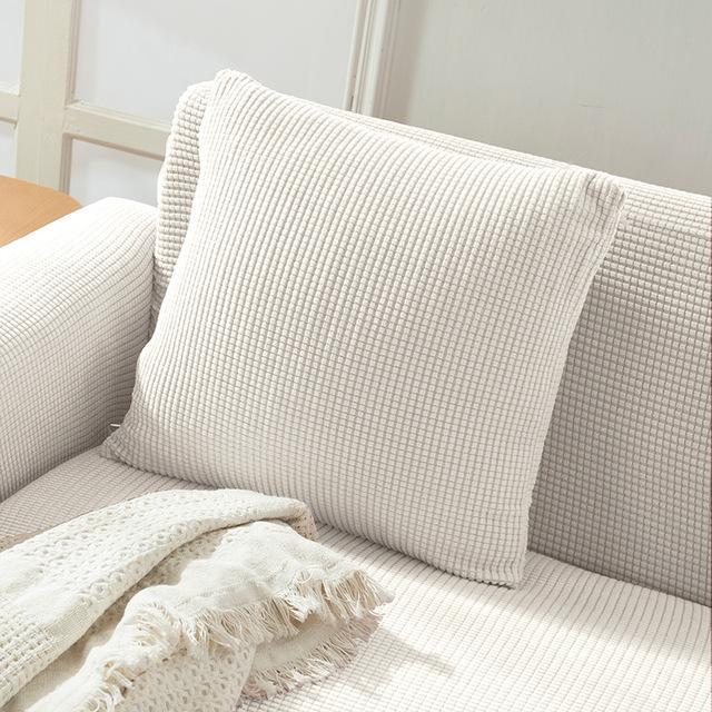 New Design Colors Thick Polar Fleece Sofa Protective Cover Jacquard Solid Printed Pillowcase Cover For Soft Cushion 45x45cm