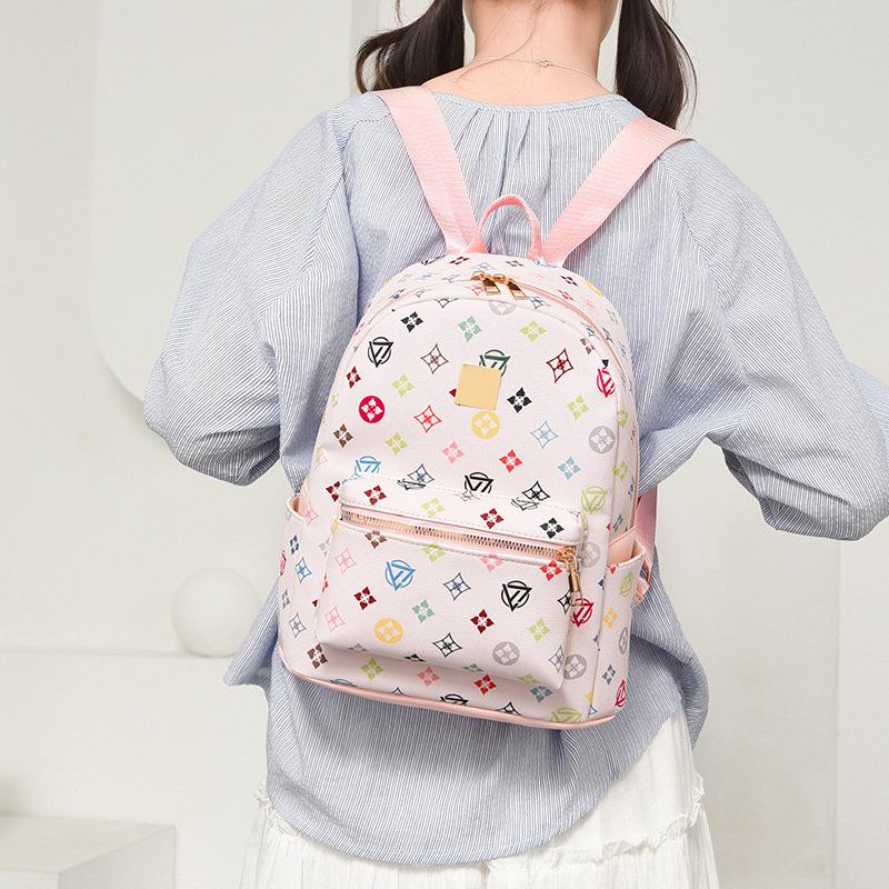 Schoolbag Premium Sense Frosted Embossed Backpack Women's 1011 New Fashion Old Flower Versatile Travel Backpack Student School Bag