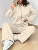 Women's Casual Sports Set: Cardigan Sweatshirt & Long Pants