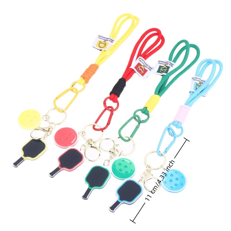 Chaveiro Criativo de Raquete de Pickleball de Metal Chaveiros de Bola Oca Colorida Pingente de Sacola de Festa para Fãs de Dink Ball