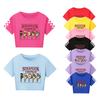 5248 Kids Girls Stranger Print Short Sleeves Short Styles Cotton T-Shirt