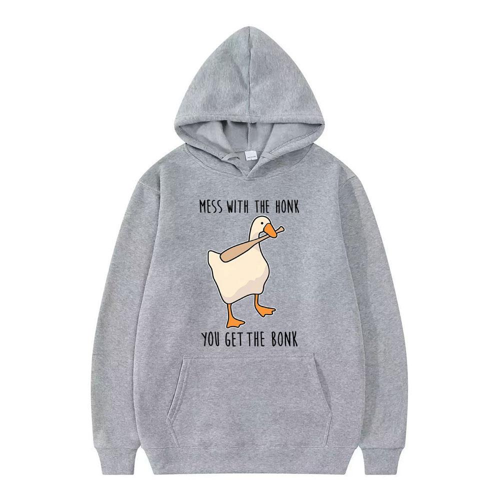 Mess with The Honk You Get The Bonk Goose Duck Funny Meme Hoodie Men Women Fashion Pullover Long-sleeved Casual Sweatshirts Tops