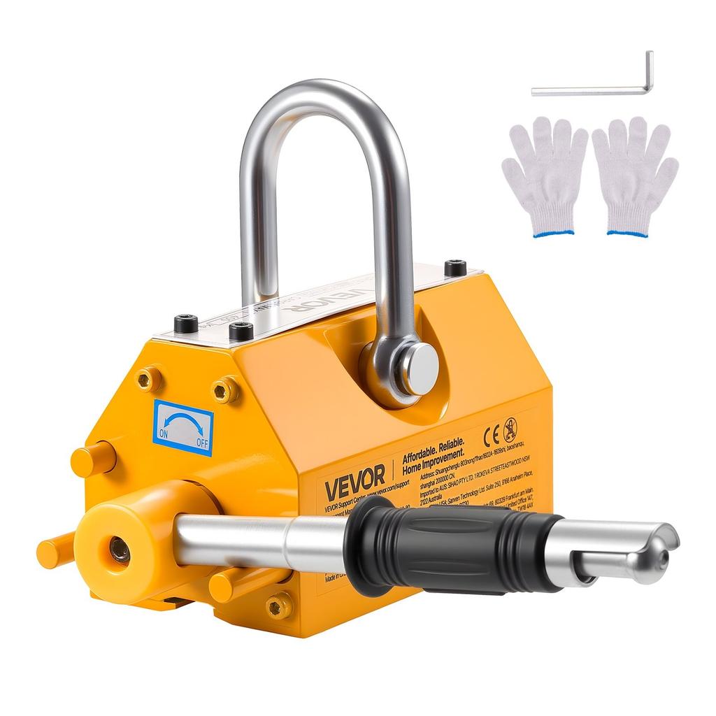 Permanent Magnetic Lifter, 400 kg Pulling Capacity, Heavy Duty N42 Neodymium Lifting Magnet with Release Handle and Steel Hook, Used in Shop Crane and