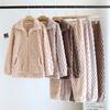 Autumn Winter Pajama Set Flannel Large Thickened Warm Men's Women's Long Sleeve Pants Coral Plush Home Fur