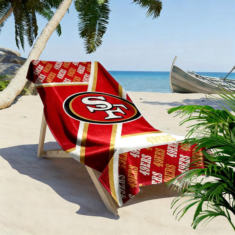 Telo da Spiaggia Stampa San Francisco 49ers, Grande Morbido Asciugatura Rapida per Spiaggia Campeggio Nuoto