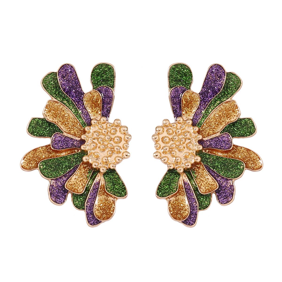 

Fashion Carnival Purple Flower Dangle Earrings for Women New Simple and Gorgeous Design Zircon Party Accessories Wholesale разноцветный