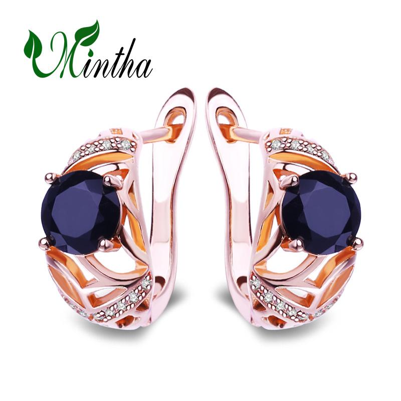 

MINTHA Геометрические серьги-клипсы, трендовые серьги цвета розового золота, свадебные повседневные модные украшения, полые черные серьги с кубическим цирконием для женщин, свадебные серьги A