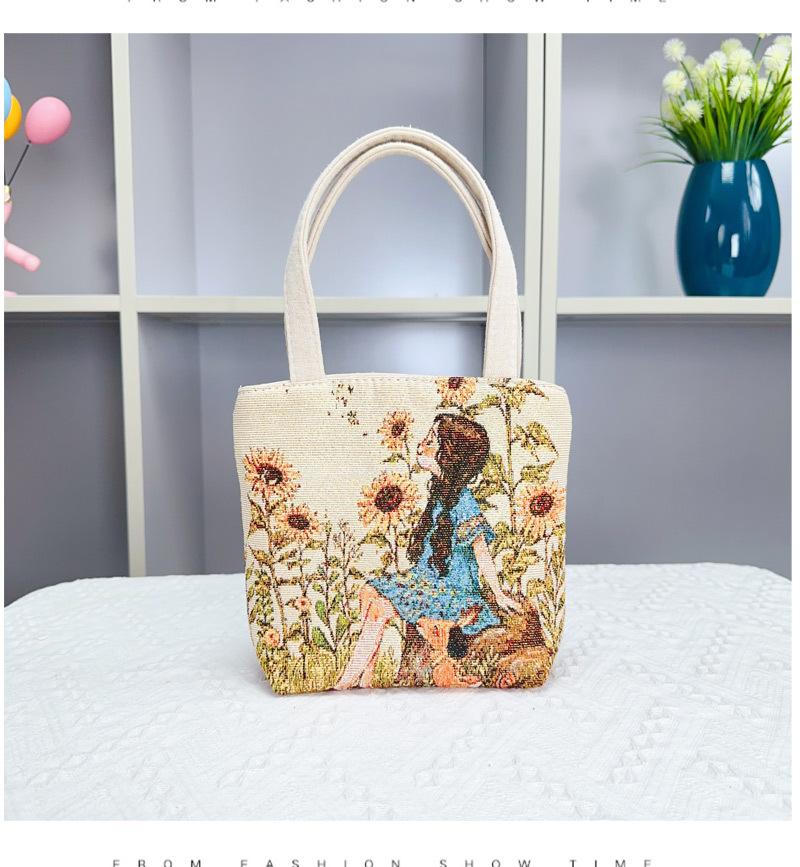 Popular Canvas Bag, Mobile Phone Change Bag, Cartoon Bag, Double-sided Jacquard Hand Bag, Cute Small Bag with Embroidery Pattern.